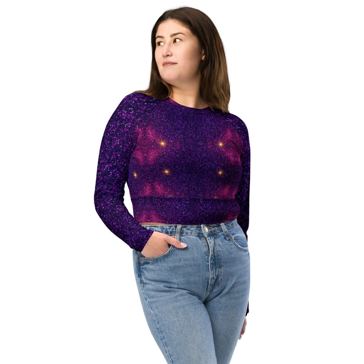 Purple Recycled long-sleeve crop top - Iron Phoenix GHG