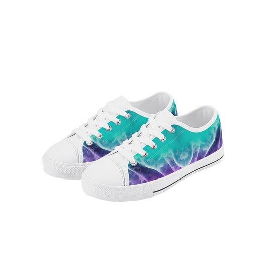 Purple  White Low Top Canvas Shoes for Kids - Lightweight  Stylish - Iron Phoenix GHG