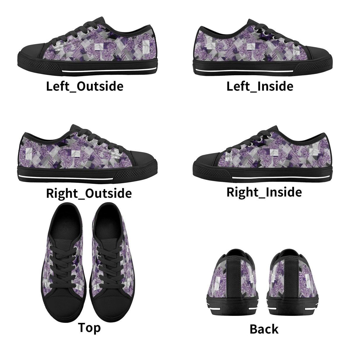 Purple  White Low Top Canvas Shoes for Kids - Lightweight  Stylish - Iron Phoenix GHG
