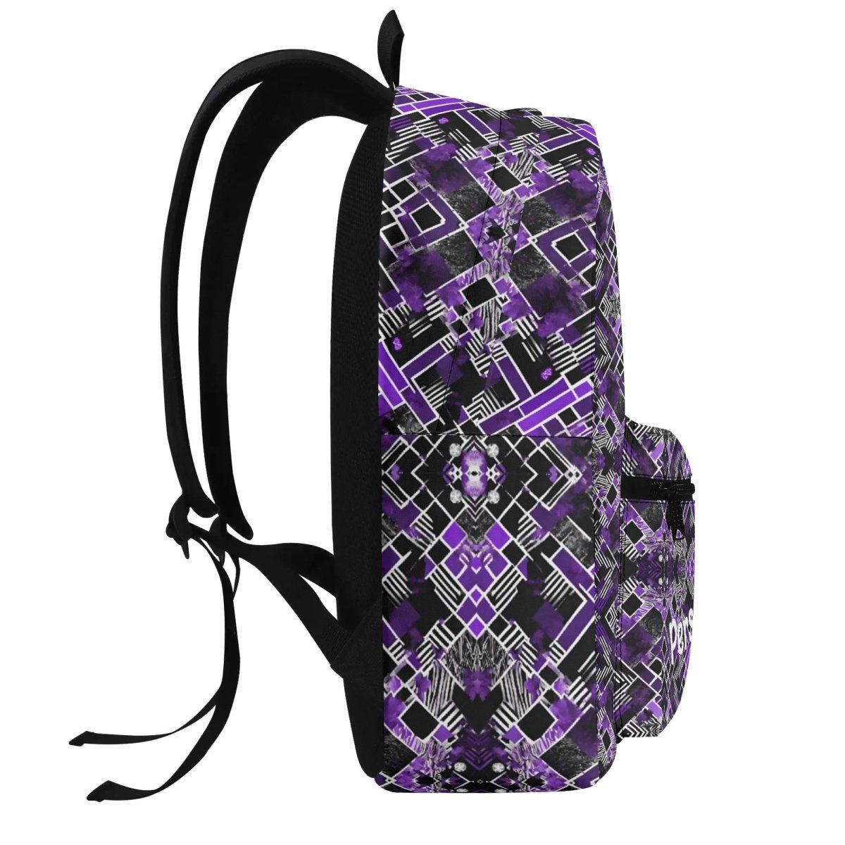 Purple and black customizable All Over Print Polyester Vintage Backpack - Iron Phoenix GHG