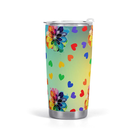 Rainbow Cheer Tumbler   Colorful  Happy Drinkware - Iron Phoenix GHG