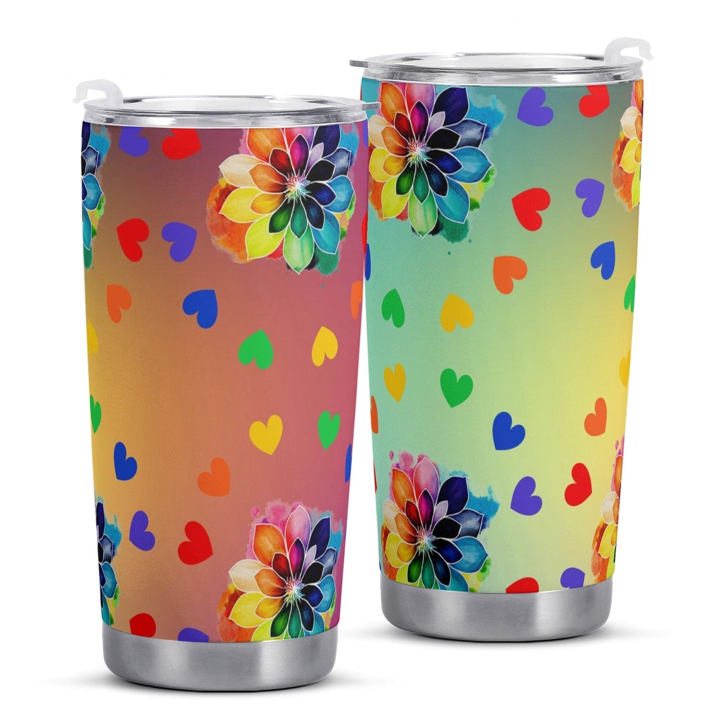 Rainbow Cheer Tumbler   Colorful  Happy Drinkware - Iron Phoenix GHG