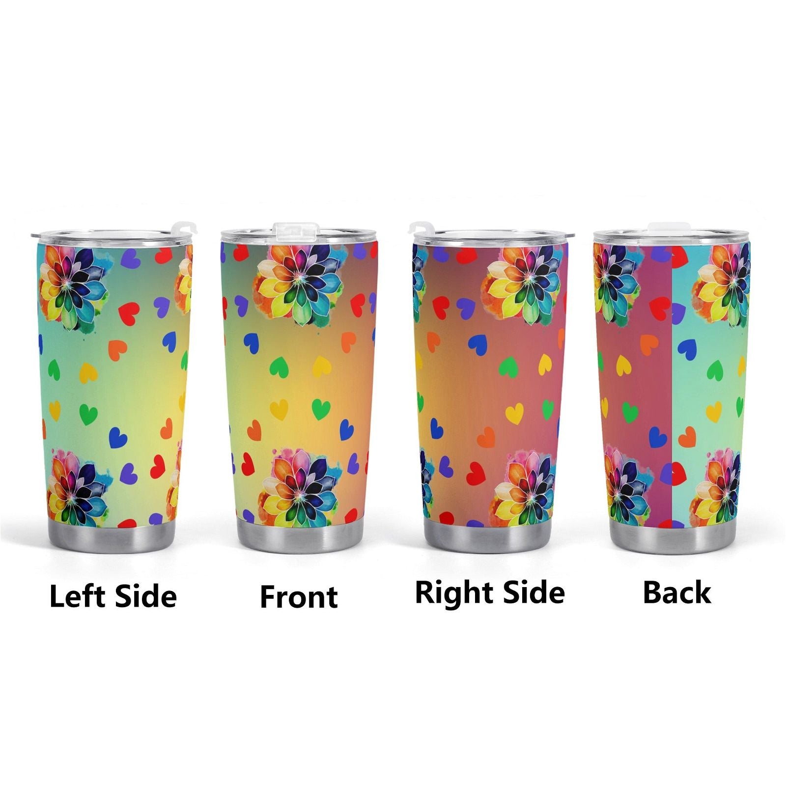 Rainbow Cheer Tumbler   Colorful  Happy Drinkware - Iron Phoenix GHG