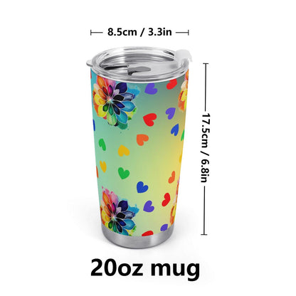 Rainbow Cheer Tumbler   Colorful  Happy Drinkware - Iron Phoenix GHG