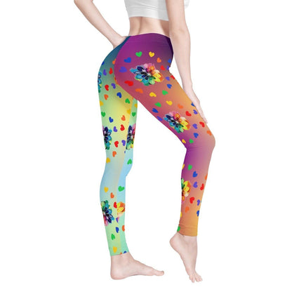 Rainbow Flower Soft Legging Yoga Pants - Womens Workout Tights - Iron Phoenix GHG