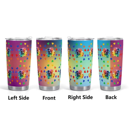 Rainbow Flowers Car Cup - Vibrant All Over Print for Colorful Style - Iron Phoenix GHG