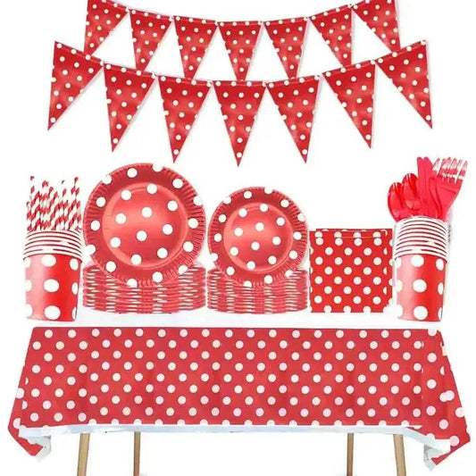 Party Set - Red Dot Disposable Cups & Napkins - Iron Phoenix GHG