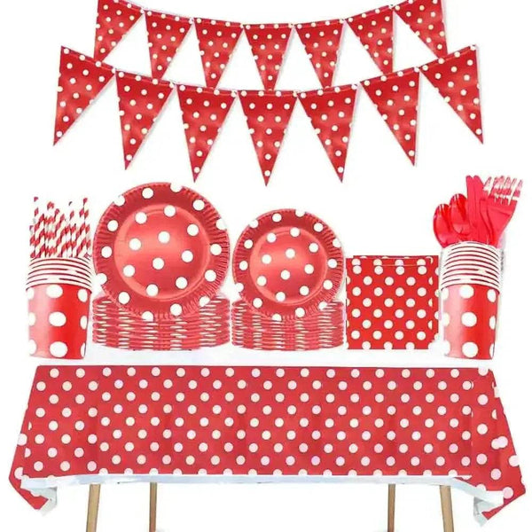 Party Set - Red Dot Disposable Cups & Napkins - Iron Phoenix GHG