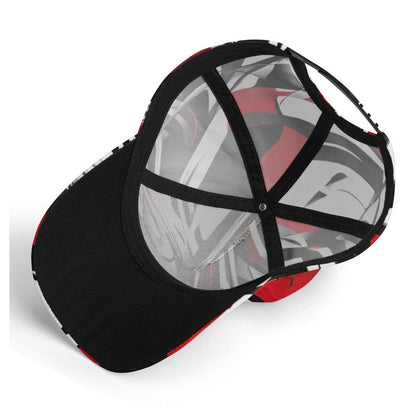 Red Black Grey White All-Over Print Baseball CapRed Black Grey and White All-Over Print Baseball Cap Add Some Style to Your Outfit - Iron Phoenix GHG