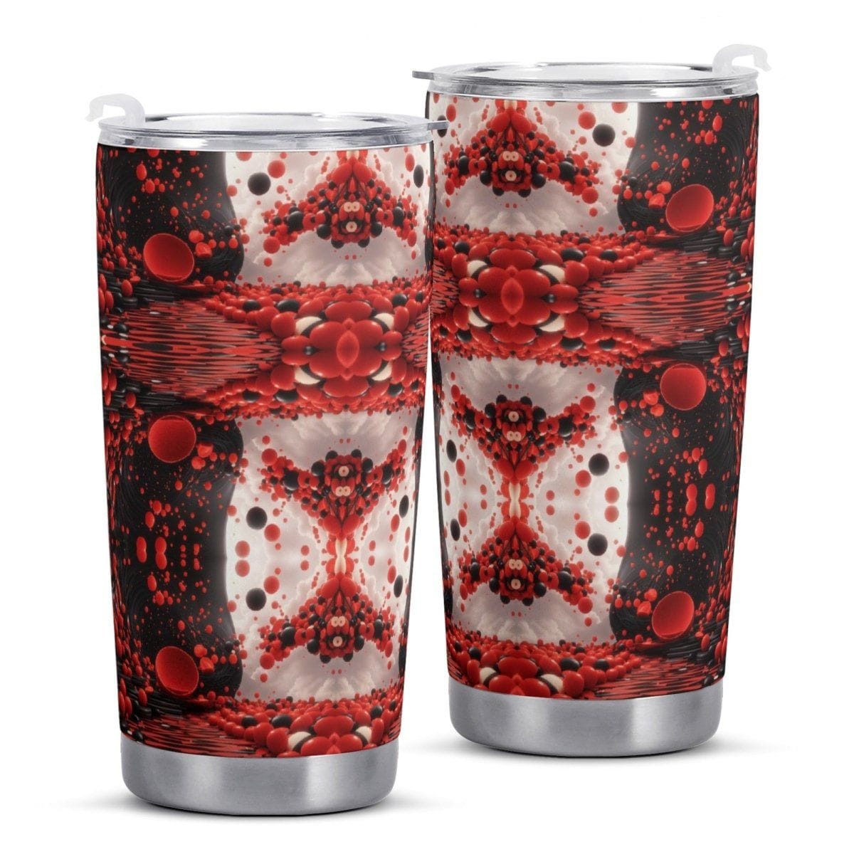 Red Black and White All Over Print Car Cup - Graphic Design Reusable - Iron Phoenix GHG