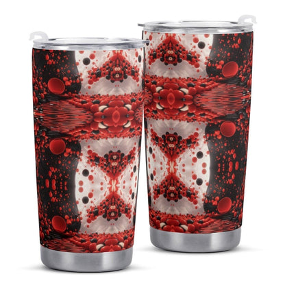 Red Black and White All Over Print Car Cup - Graphic Design Reusable - Iron Phoenix GHG