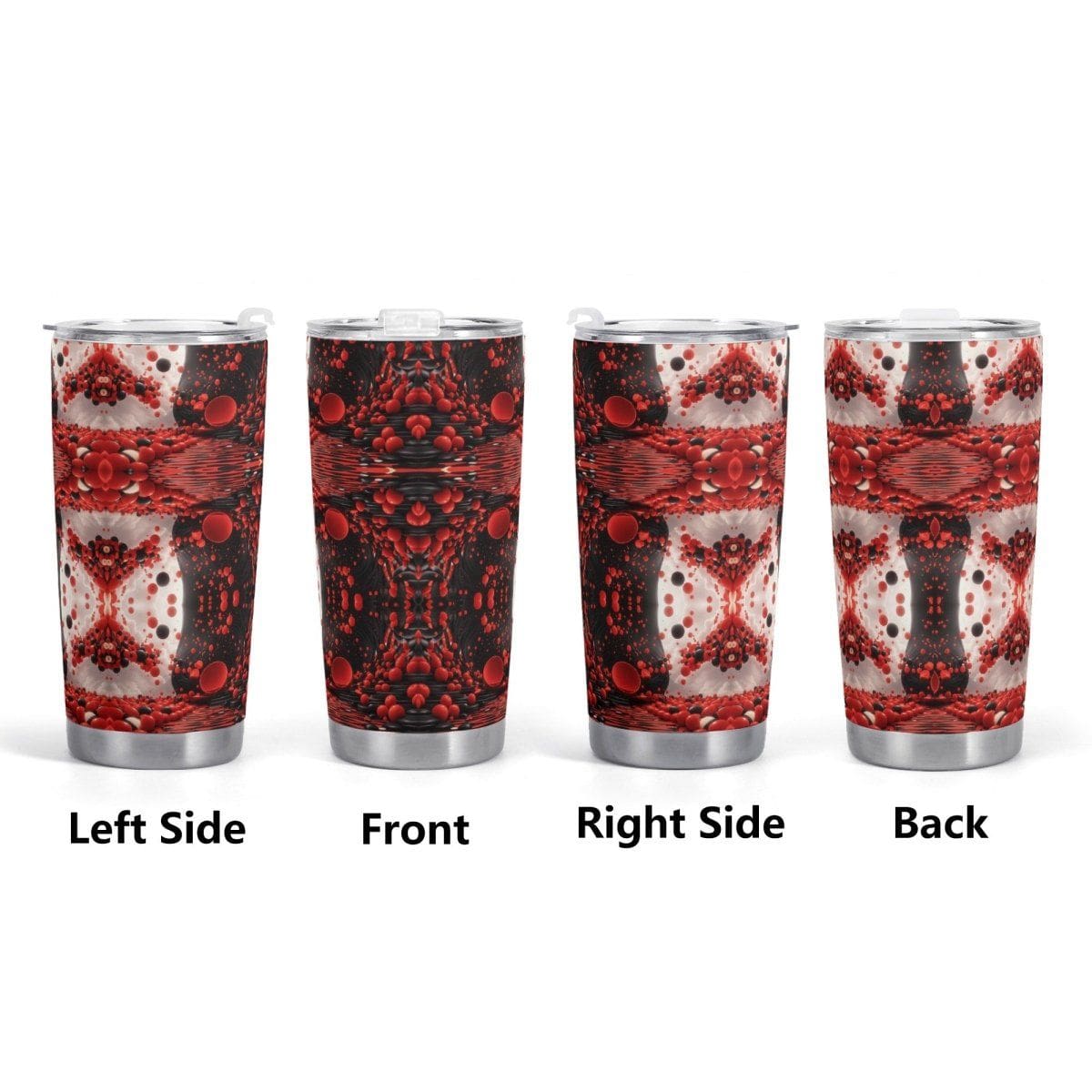 Red Black and White All Over Print Car Cup - Graphic Design Reusable - Iron Phoenix GHG