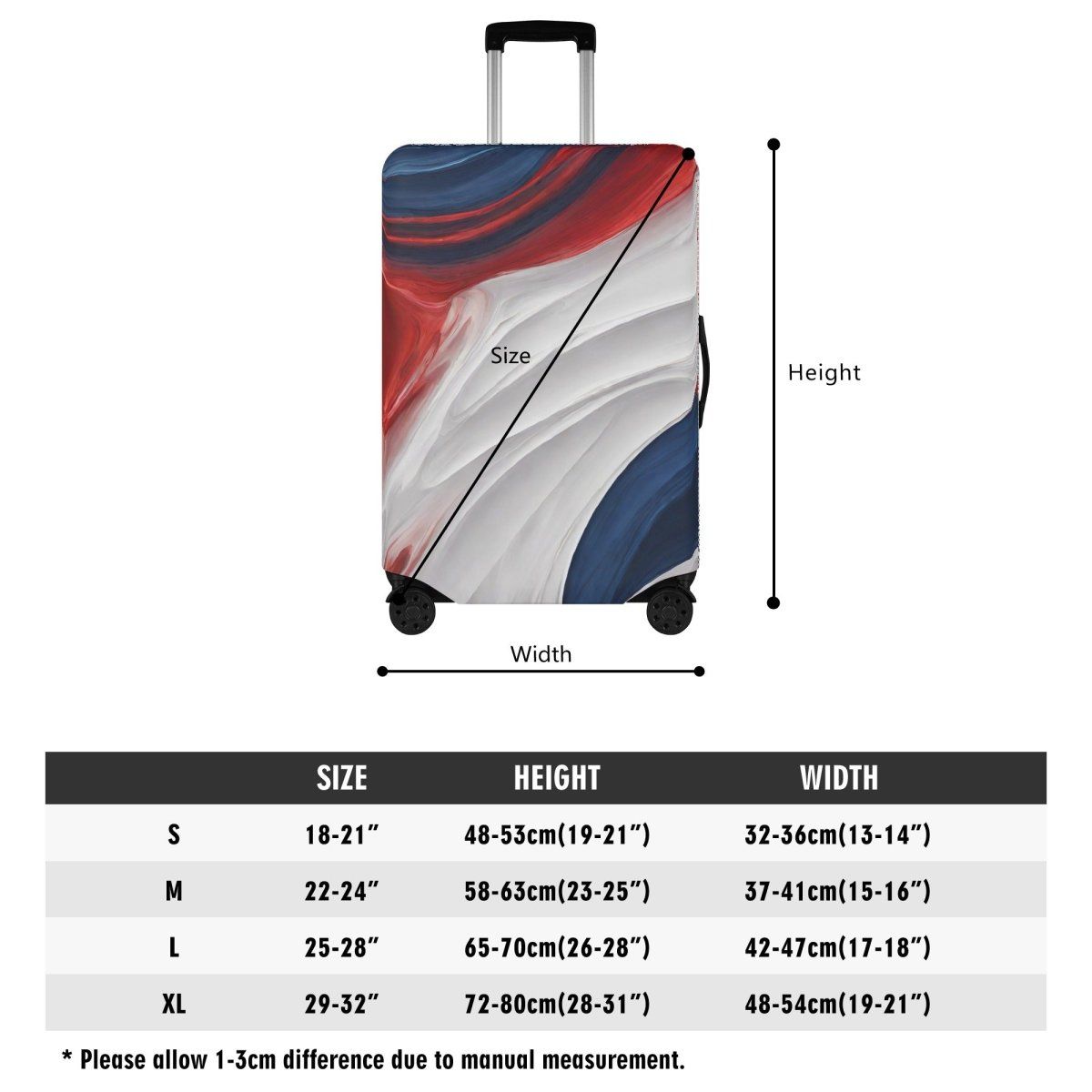 Red White Blue Luggage Cover - Protect Your Suitcase in Patriotic Style - Iron Phoenix GHG