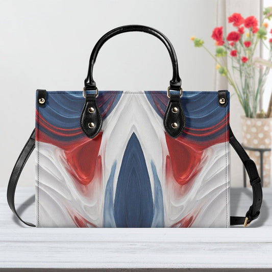 Red White Blue Swirls - Luxury Leather Womens Bag - Iron Phoenix GHG