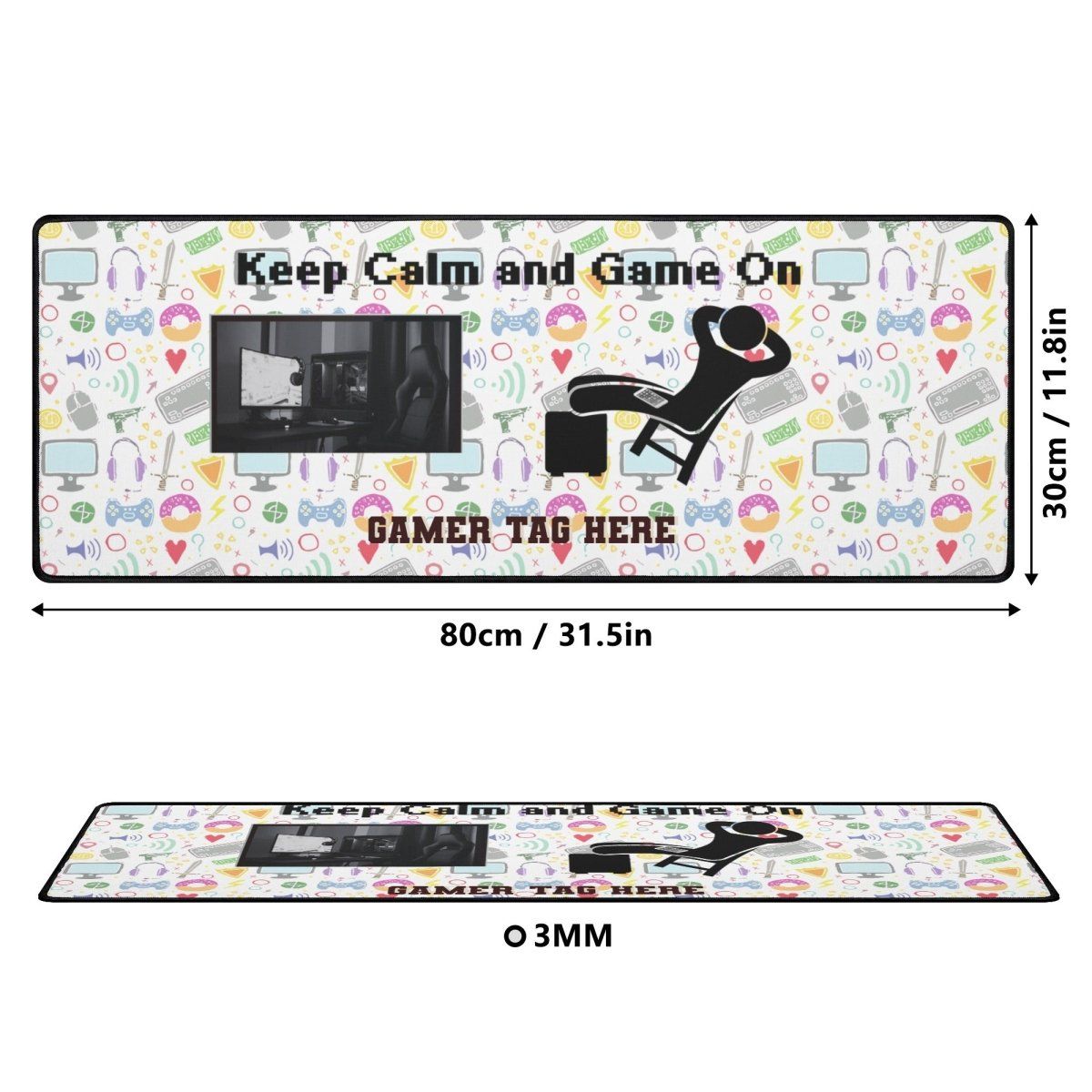 Retro Gaming Rectangle Mouse Mat - Keep Calm and Game On - Iron Phoenix GHG