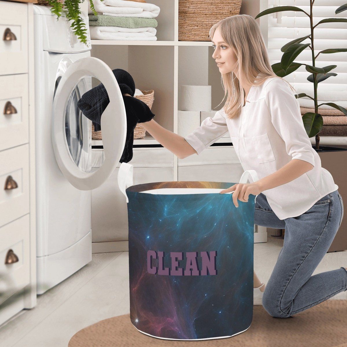 Round Clean Laundry Basket - Space-Saving Organizer for a Neat Home - Iron Phoenix GHG