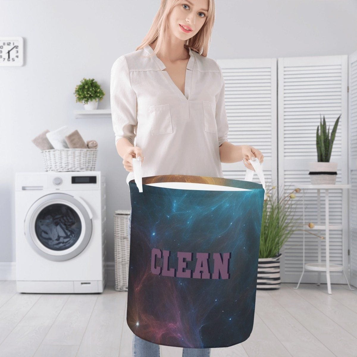 Round Clean Laundry Basket - Space-Saving Organizer for a Neat Home - Iron Phoenix GHG