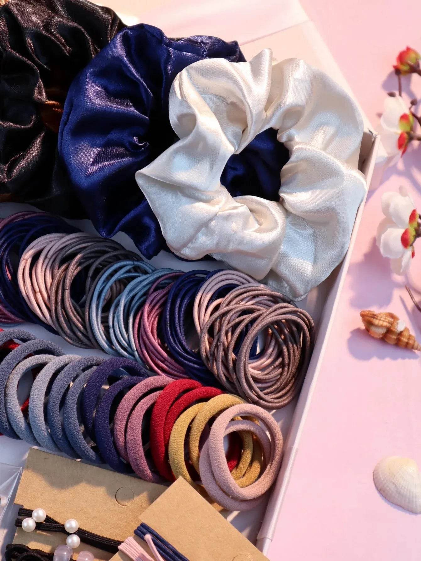 1085PCS Dark Hair Accessories for Woman Set Seamless Ponytail Holders Variety Hair Scrunchies HairBands Scrunchy Hair Ties - Iron Phoenix GHG