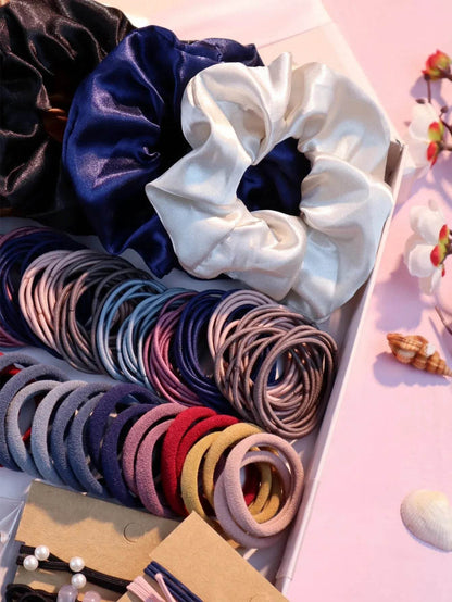 1085PCS Dark Hair Accessories for Woman Set Seamless Ponytail Holders Variety Hair Scrunchies HairBands Scrunchy Hair Ties - Iron Phoenix GHG