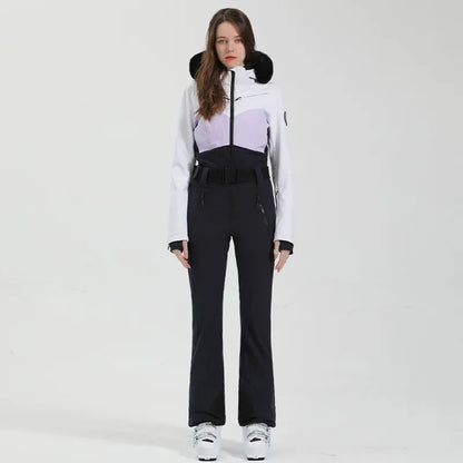 GSOU SNOW One-piece Ski Suit Women Thickening Snowboard Female Overalls Winter Windproof Waterproof Breathable Clothing Skiing - Iron Phoenix GHG