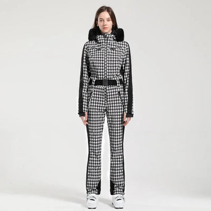 GSOU SNOW One-piece Ski Suit Women Thickening Snowboard Female Overalls Winter Windproof Waterproof Breathable Clothing Skiing - Iron Phoenix GHG