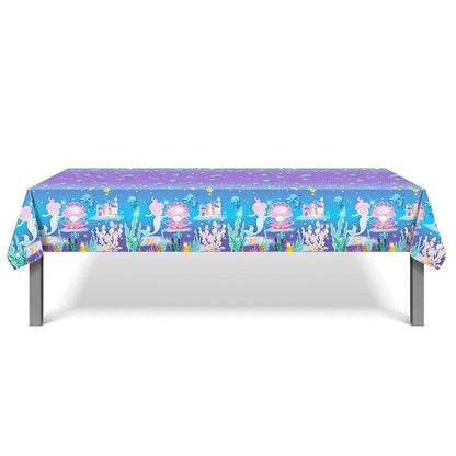 Mermaid Birthday Party Disposable Tablecloth Little Mermaid Party Table Cover Under the Sea Theme Kids Baby Shower Decorations - Iron Phoenix GHG