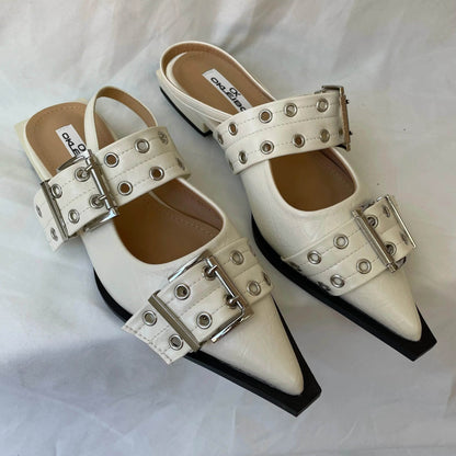 New Women Sandals Shoes Pointed Toe 2025 Spring Fashion Shallow Footwear Slingbacks Ladies Sandals Flats Shoes Big size - Iron Phoenix GHG