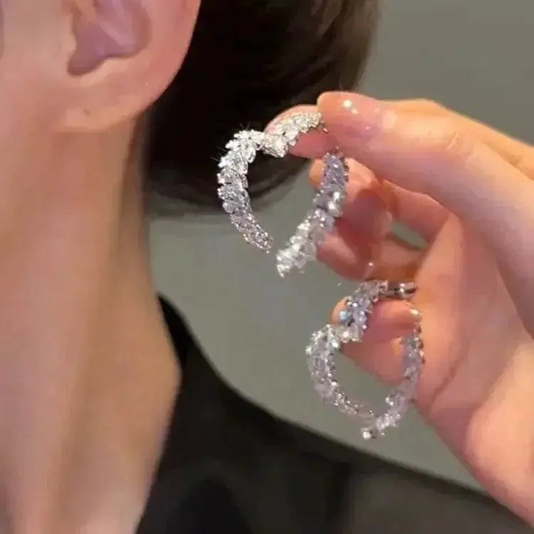 Drop Earrings - Eco MOONBIFFY Heart Zircon Luxury - Iron Phoenix GHG