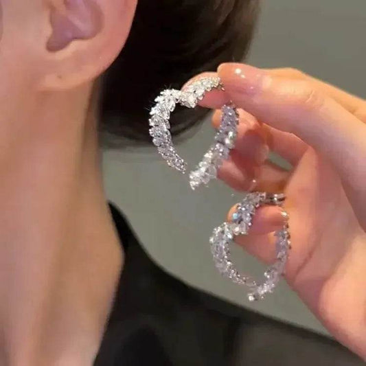 Drop Earrings - Eco MOONBIFFY Heart Zircon Luxury - Iron Phoenix GHG