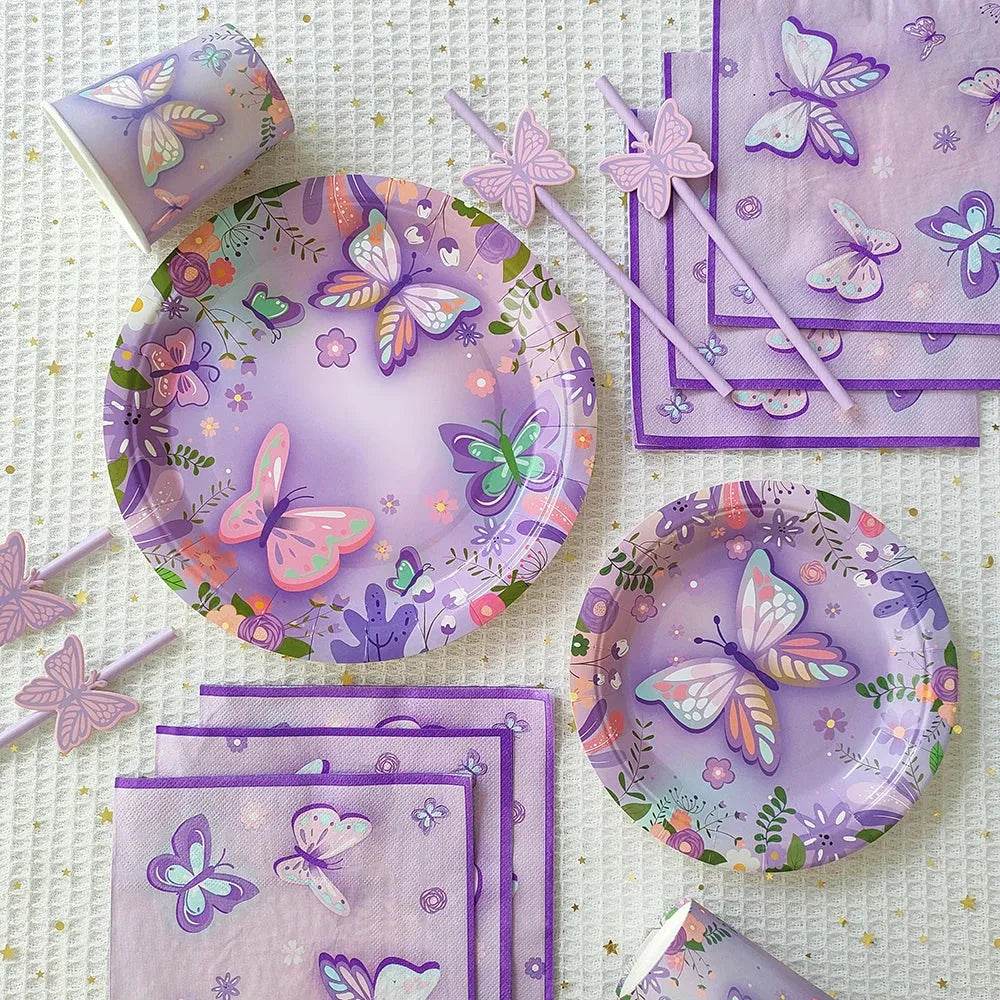 Butterfly Theme Party Tableware Set 80-94pcs (by Enanal) Eco 2025 - Iron Phoenix GHG