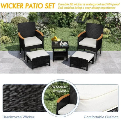 Patio Furniture Set 5PC Wicker - Iron Phoenix GHG