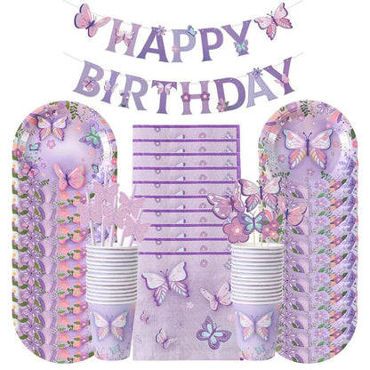 Butterfly Theme Party Tableware Set 80-94pcs (by Enanal) Eco 2025 - Iron Phoenix GHG