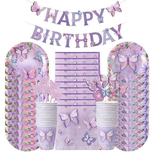 Butterfly Theme Party Tableware Set 80-94pcs (by Enanal) Eco 2025 - Iron Phoenix GHG