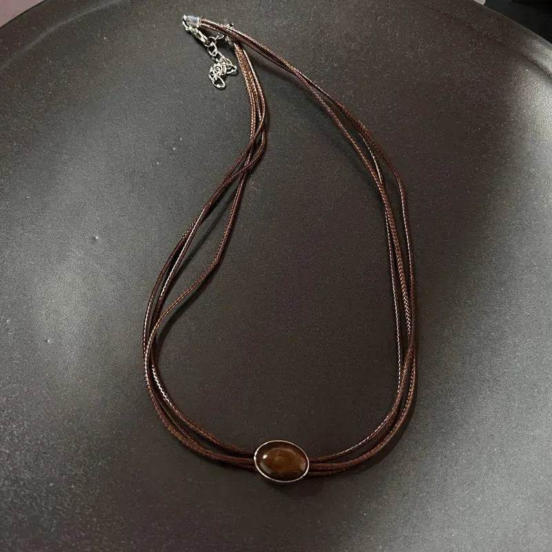 Vintage Leather Stone Pendant - Iron Phoenix GHG