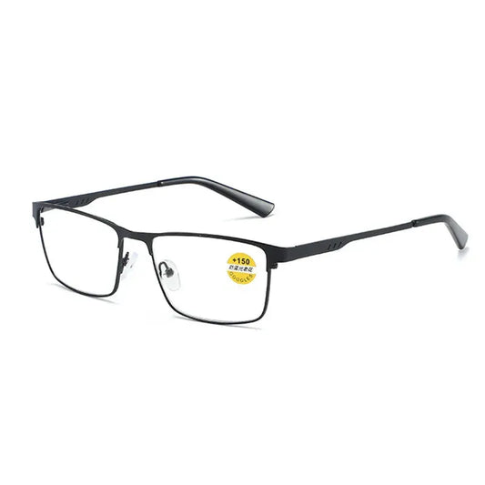 Men Square Metal Large Frame Reading Glasses Frame Men Elderly Presbyopia Glasses Blue Light Blocking Eye Protection Eyeglasses - Iron Phoenix GHG