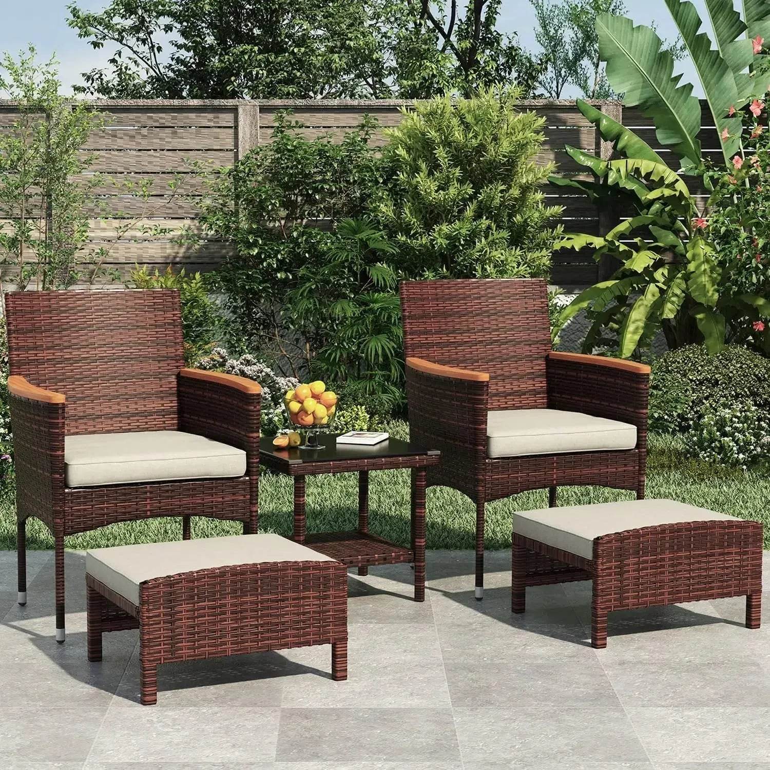 Patio Furniture Set 5PC Wicker - Iron Phoenix GHG