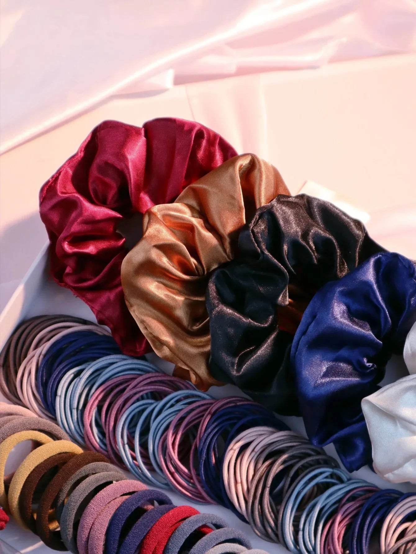 1085PCS Dark Hair Accessories for Woman Set Seamless Ponytail Holders Variety Hair Scrunchies HairBands Scrunchy Hair Ties - Iron Phoenix GHG