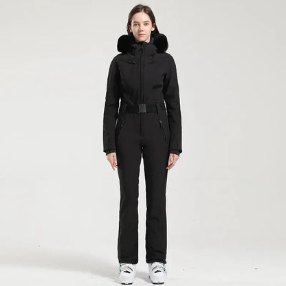 GSOU SNOW One-piece Ski Suit Women Thickening Snowboard Female Overalls Winter Windproof Waterproof Breathable Clothing Skiing - Iron Phoenix GHG