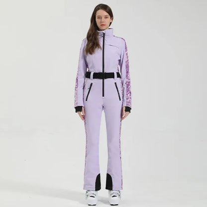 GSOU SNOW One-piece Ski Suit Women Thickening Snowboard Female Overalls Winter Windproof Waterproof Breathable Clothing Skiing - Iron Phoenix GHG