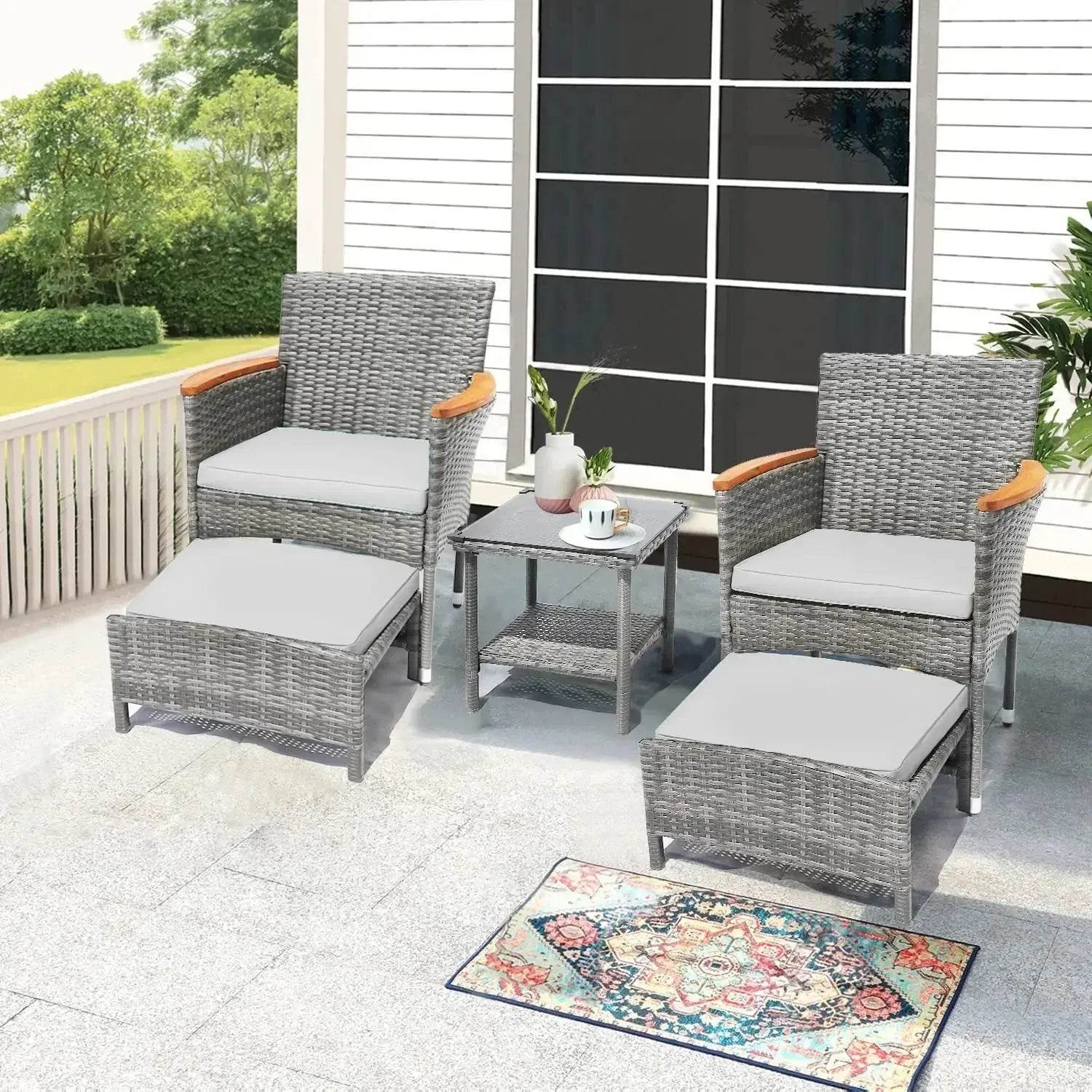 Patio Furniture Set 5PC Wicker - Iron Phoenix GHG