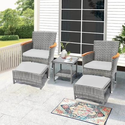 Patio Furniture Set 5PC Wicker - Iron Phoenix GHG