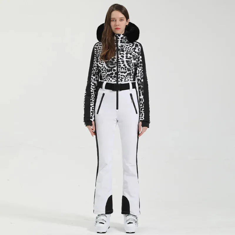 GSOU SNOW One-piece Ski Suit Women Thickening Snowboard Female Overalls Winter Windproof Waterproof Breathable Clothing Skiing - Iron Phoenix GHG