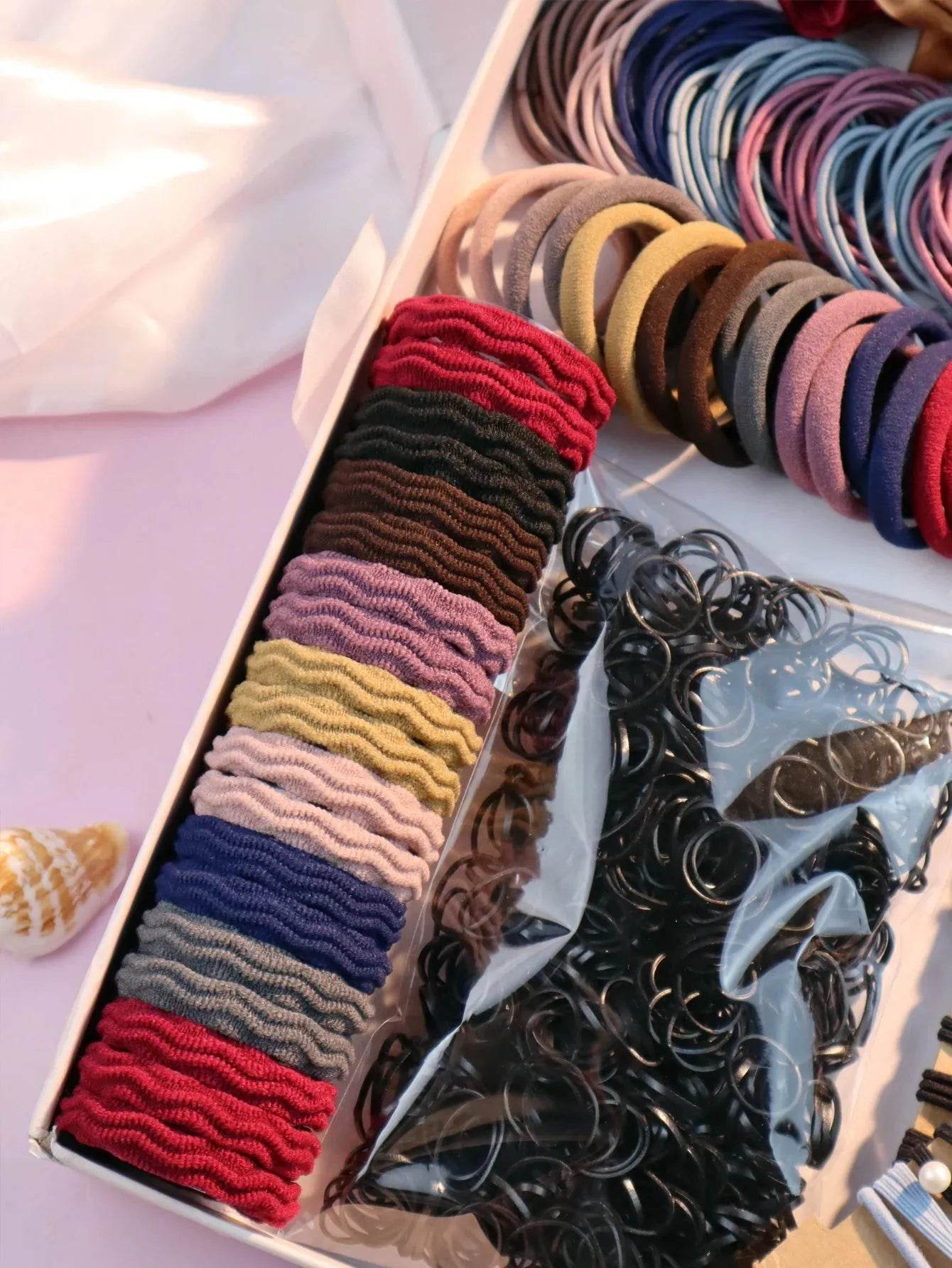 1085PCS Dark Hair Accessories for Woman Set Seamless Ponytail Holders Variety Hair Scrunchies HairBands Scrunchy Hair Ties - Iron Phoenix GHG