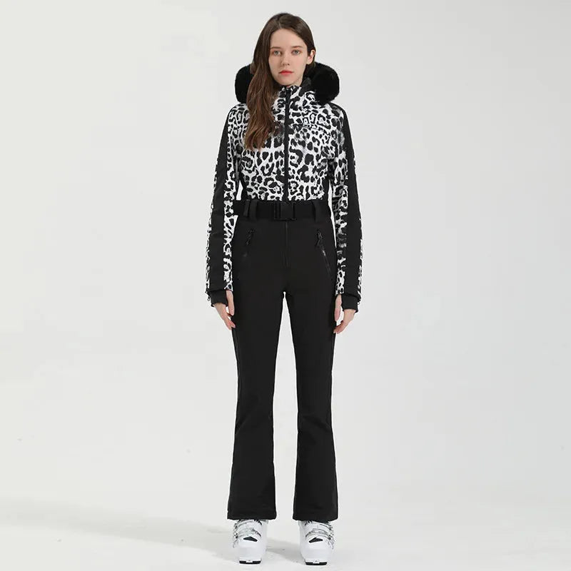 GSOU SNOW One-piece Ski Suit Women Thickening Snowboard Female Overalls Winter Windproof Waterproof Breathable Clothing Skiing - Iron Phoenix GHG
