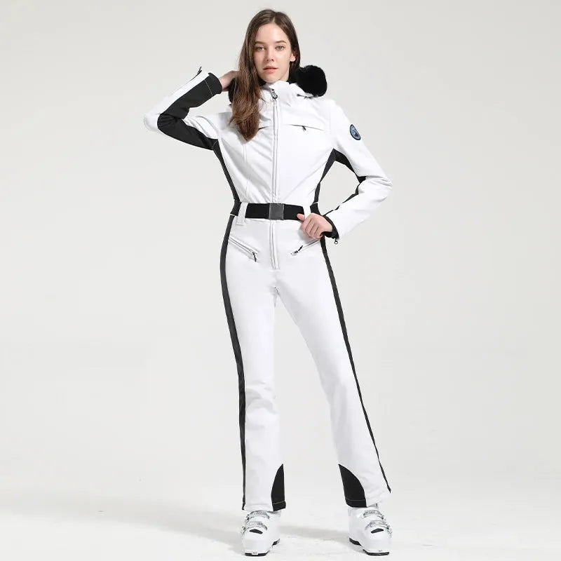 GSOU SNOW One-piece Ski Suit Women Thickening Snowboard Female Overalls Winter Windproof Waterproof Breathable Clothing Skiing - Iron Phoenix GHG