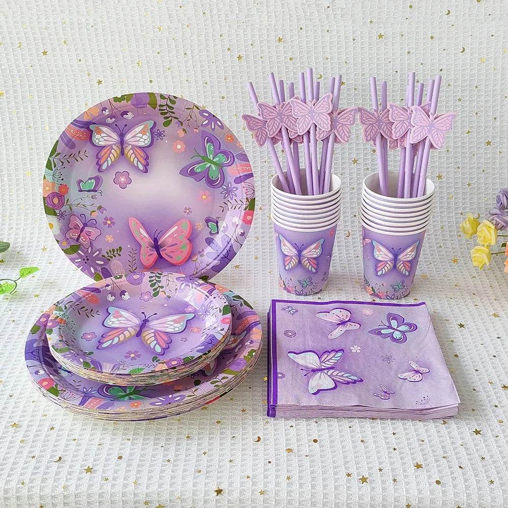 Butterfly Theme Party Tableware Set 80-94pcs (by Enanal) Eco 2025 - Iron Phoenix GHG