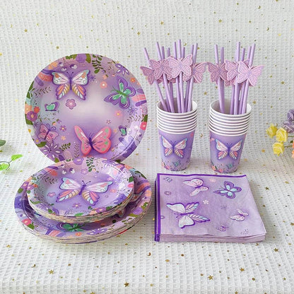 Butterfly Theme Party Tableware Set 80-94pcs (by Enanal) Eco 2025 - Iron Phoenix GHG