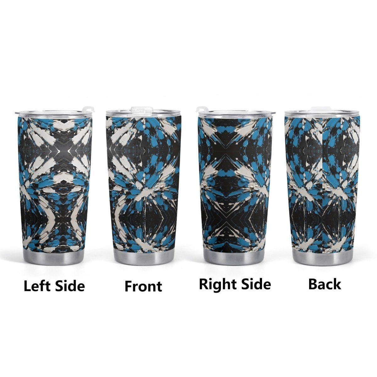 Sapphire Noir Patterned Car Cup- On-the-Go Sipping - Iron Phoenix GHG
