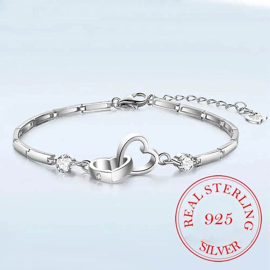 925 Sterling Double Heart Bracelet - Iron Phoenix GHG