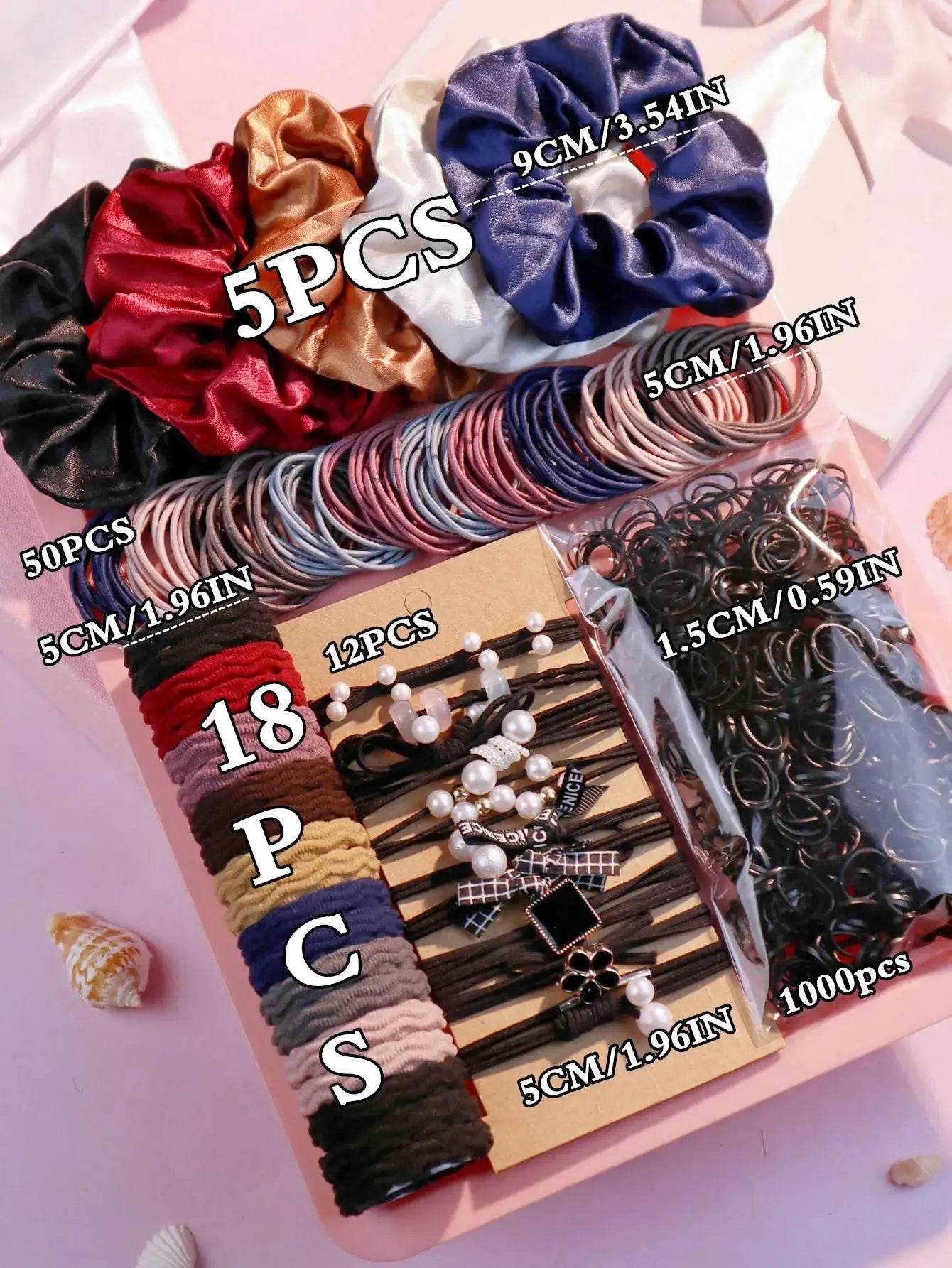 1085PCS Dark Hair Accessories for Woman Set Seamless Ponytail Holders Variety Hair Scrunchies HairBands Scrunchy Hair Ties - Iron Phoenix GHG